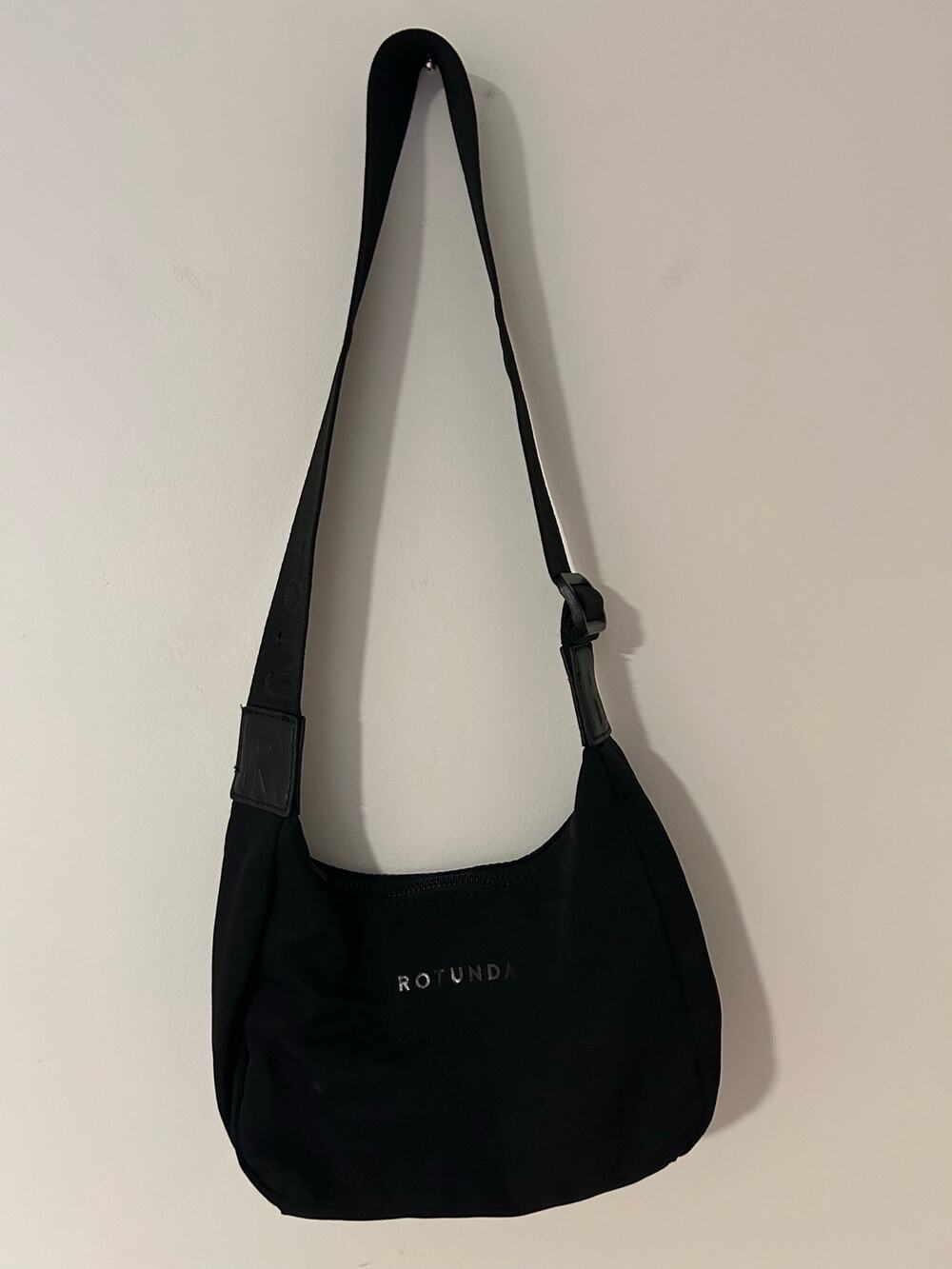 Rotunda Milu Black Nylon Shoulder Crossbody Bag Mini Small Compact Travel
